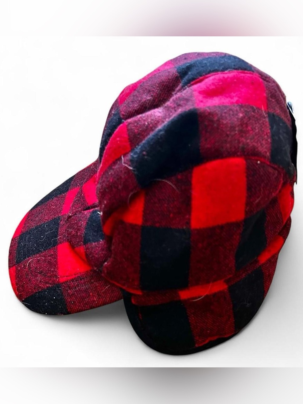 Eddie Bauer Buffalo Plaid Trapper Hat Scarlet Red Checker ear flaps Sz L/XL